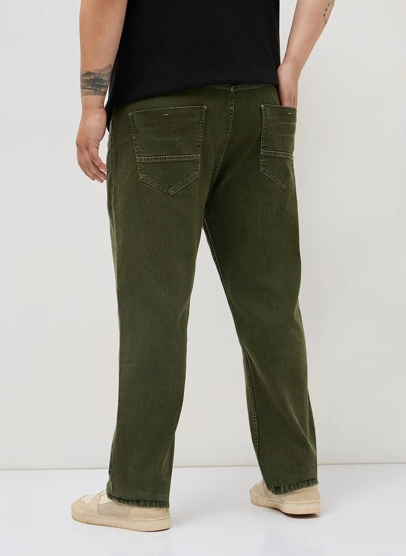 Urbano Fashion  Urbano Plus Men's Light Green Regular Fit Heavy Washed Denim Jeans Stretchable for Men | Best Price UAE